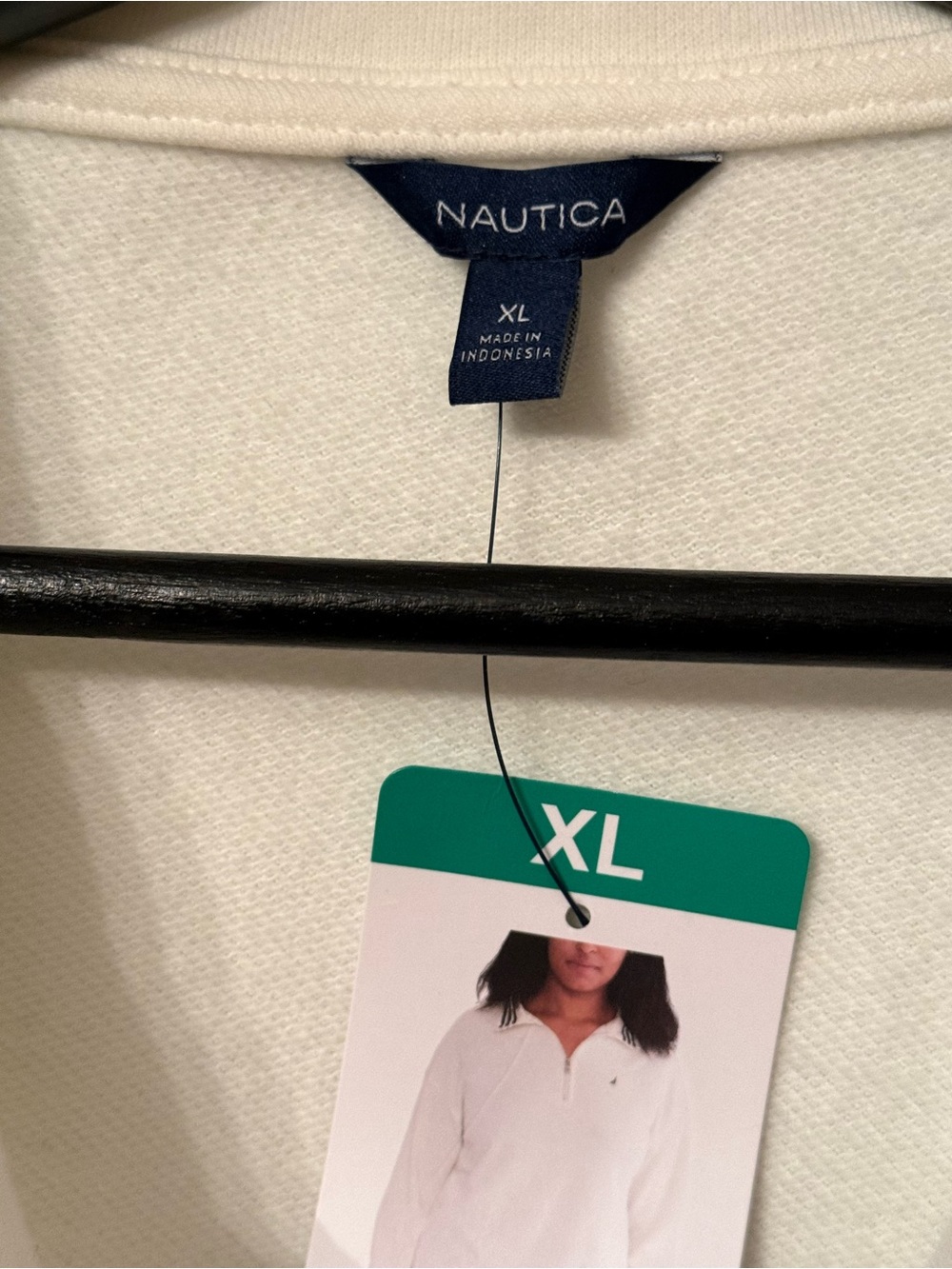 NWT Nautica Quarter Zip Pullover Sweatshirt White Navy Stripe XL - Picture 4 of 5